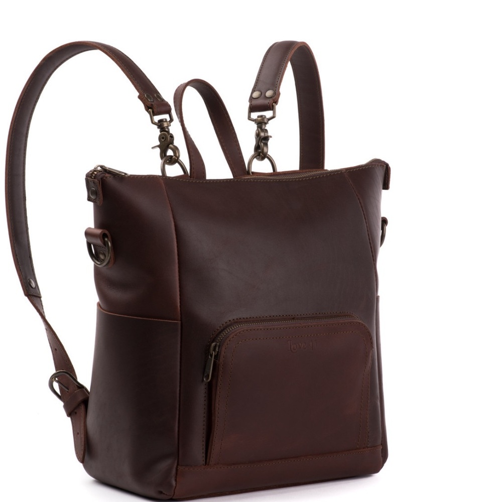 Elegant Dark Brown Leather Backpack